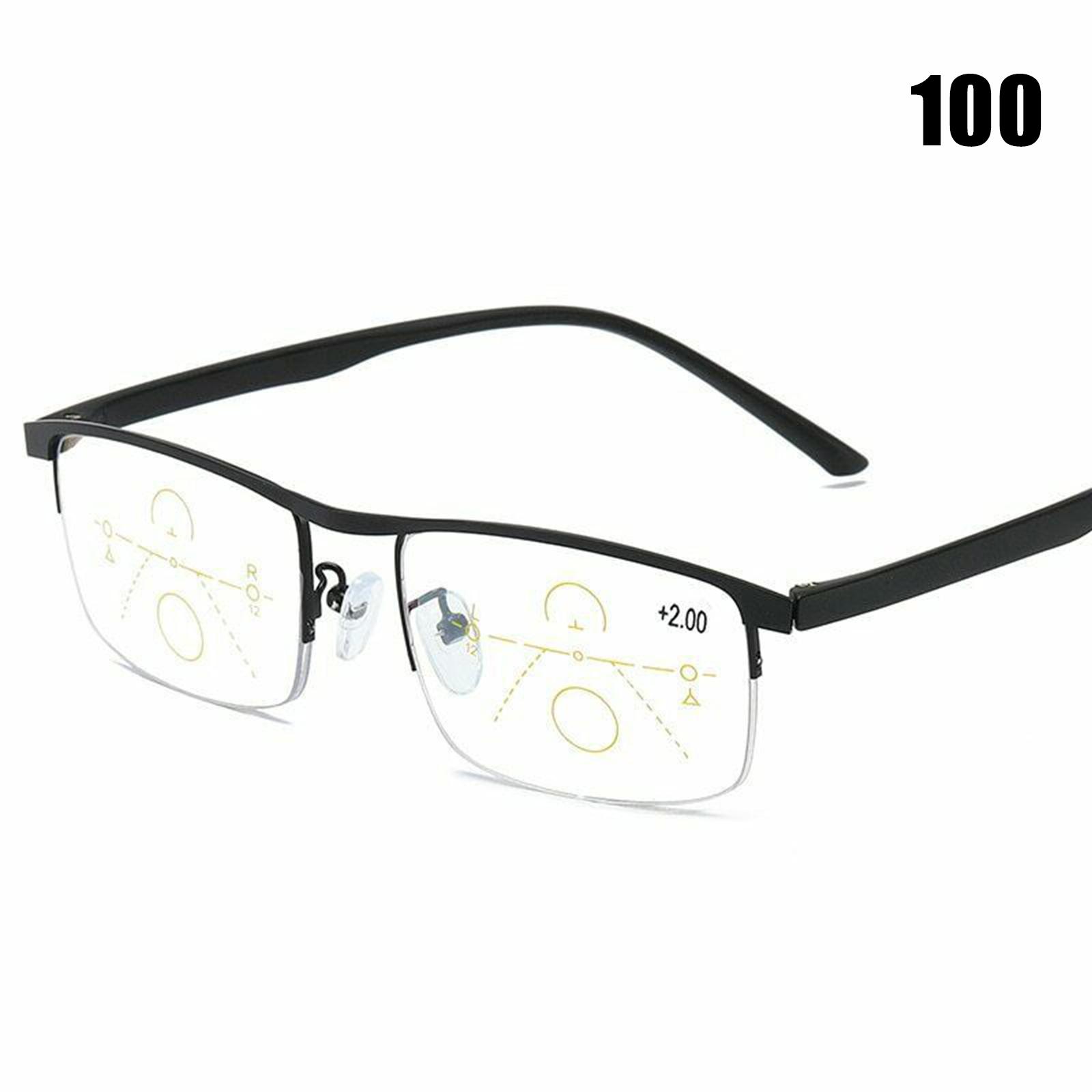 

German Intelligent Color Progressive Half Frame Auto Focus Reading Glasses Anti-Blue Light Clearly For Women Men Eyeglasses +350 чёрный