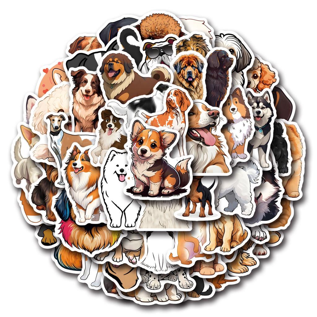 55 New Mixed Dog Mixed Dog Graffiti Stickers Decorate Notebook Luggage Mobile Phone DIY Stickers
