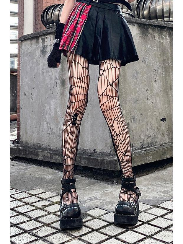 Seductive Black Fishnet Stockings with Bow and Letter Details - Plus Size European and American Styles