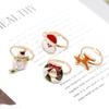 Christmas Tree Christmas Open Ring Dripping Oil Xmas Jewelry Retro Cartoon Lovely Ring  Decoration