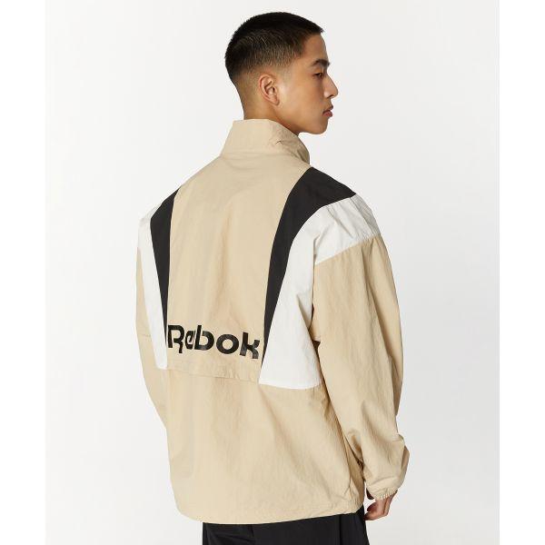 Reebok Twin Vector Color Block Stand Collar Windbreaker Comfortable Breathable Full Zip Jacket Unisex Jacket Beige REJU4EJ39I2