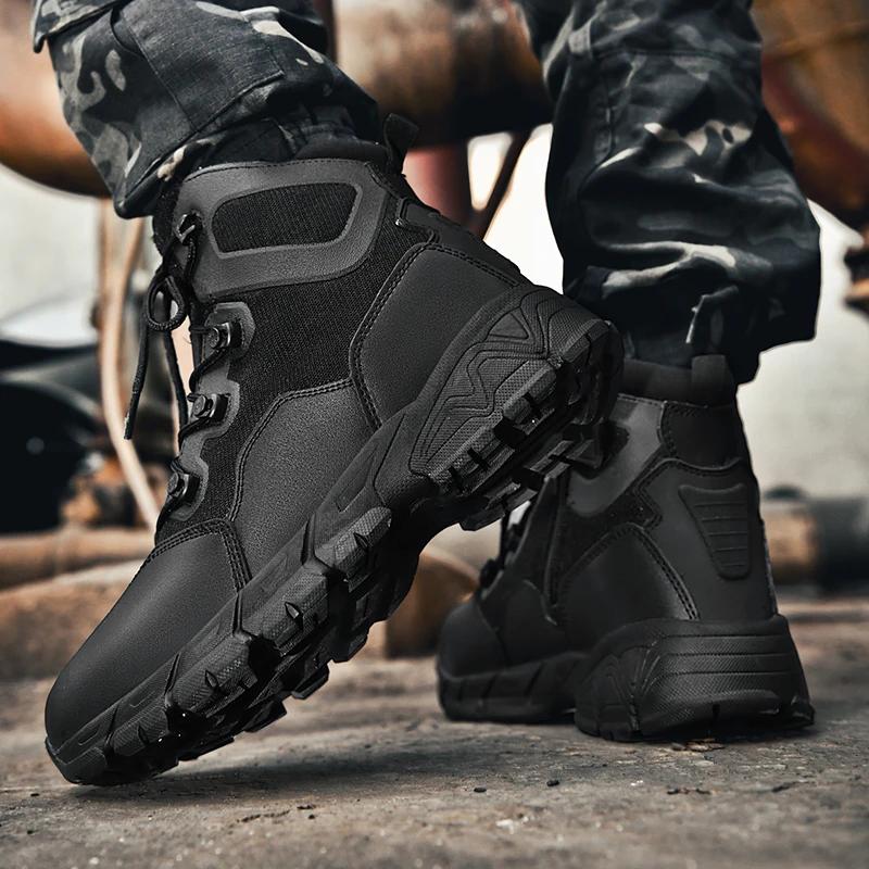 New Men Tactical Boots Military Climbing Shoes Brand Size Plus Breathable Ankle Waterproof Lace Up Outdoor Casual Hiking Shoes