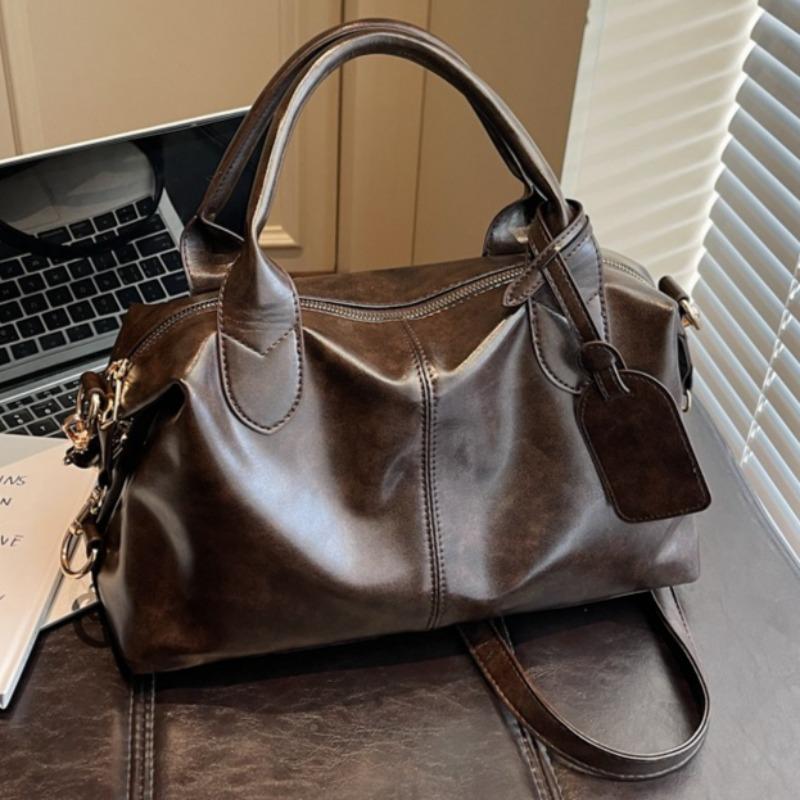 Modische Damen-Lederhandtasche Vintage Boston Boston-Tasche Umhängetasche mit abnehmbarem Riemen Geeignet für Arbeit, Einkaufen und Reisen
