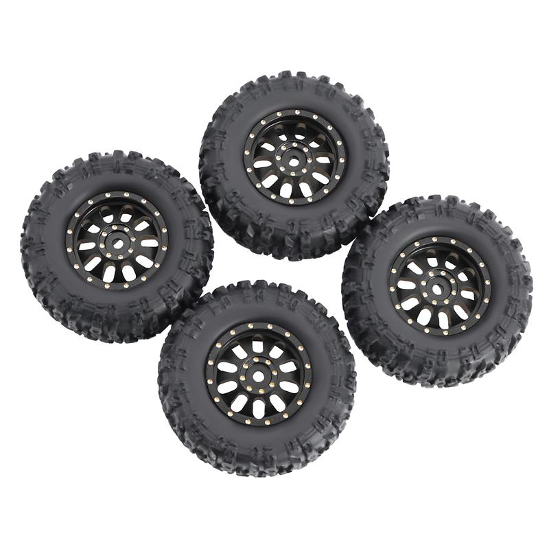 1/30 RC Crawler Black 0.7" Coating Brass Wheel Rim Hub with Tires Offset  for AXIAL SCX30 Jeep Wrangler JLU Ford Bronco