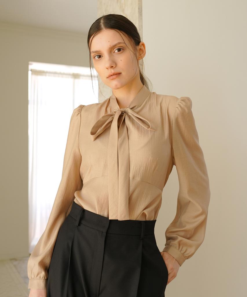 PAUL&ALICE Ribbon Tie Blouse / Beige