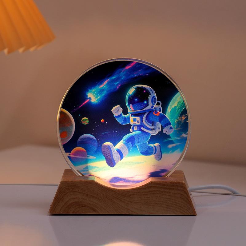 Crystal Disc Luminous Night Lamp Bedside Lamp Ambient Desk Lamp Creative Gift Desktop Decoration Ornament
