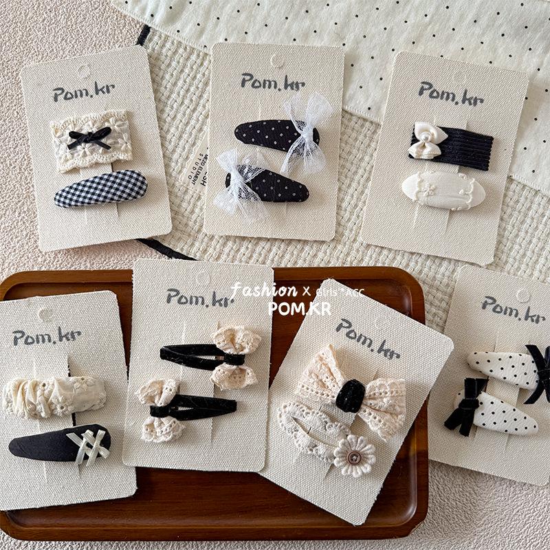 Korean Style Bow Lace Flower Polka Dot Snap Clip for Girls - 2025 Collection