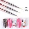 Rose Gold Nail Art 3-Piece Set: Line Drawing, Flower Painting, UV Gel Pens.