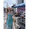 French light green printed mesh suspender dress for women's summer seaside vacation royal sister pure desire fishtail hip-wrapped dress