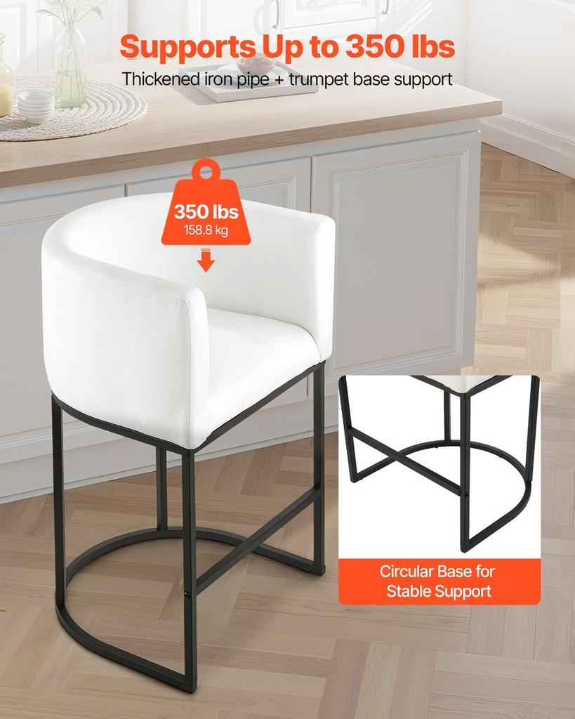 Bar Stool Set of 3, 63cm Counter Height Stools, Counter Barstool with Backrest, Arm, Metal Frame, and Footrest, Accent Fabric Bar Chair, Island
