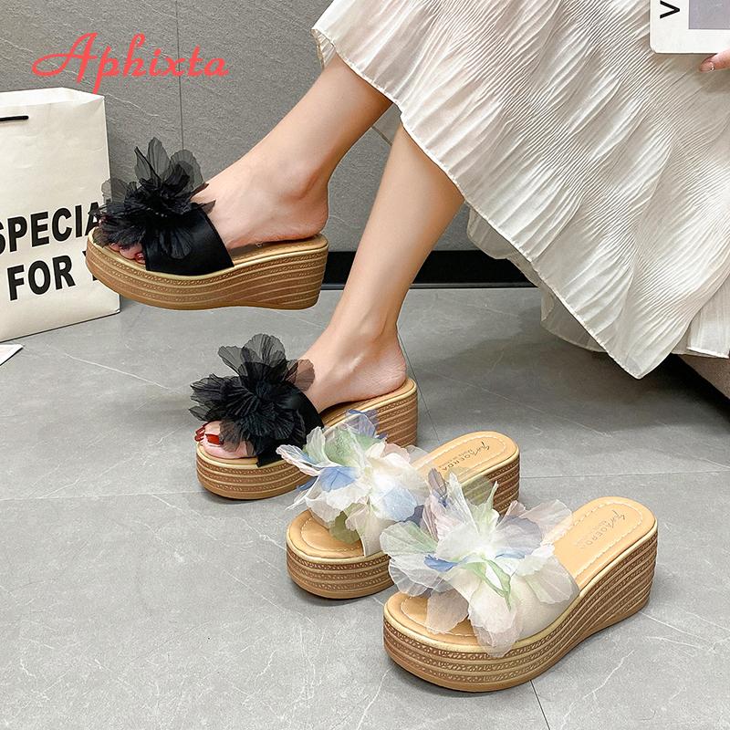 Fashion Aphixta Platform Sandals Slippers Women Colorful Wedge Slides Women Shoes Summer Outside Slippers Women Sweet Slides Shoes