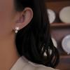 [MIKAMU] Necklace and Earrings Set with CZ Diamonds and 18K Gold Cat Earrings - Women's Set with Natural Freshwater Pearls - Perfect for Mother's Day,