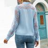 Frühling Lace-up Langarm Bluse Mode V-ausschnitt Sexy Shirts Büro Dame Frauen Kleidung Elegante Spitze Frauen Hohl Tops 24664