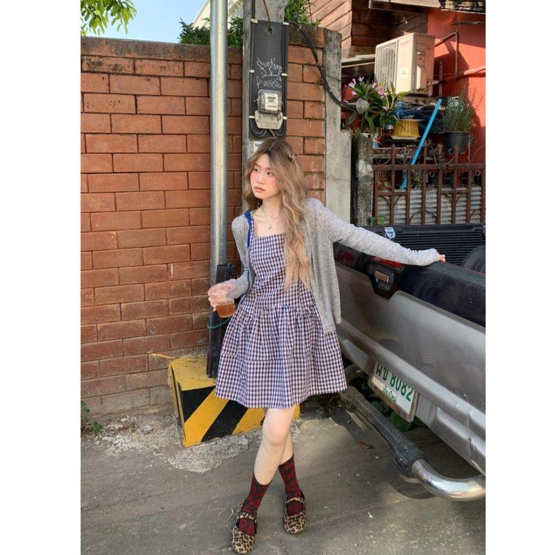 Plus Size Plus Size Ladies French Style Vintage Vest Gingham Dress Women's Spring New Design Sense Sleeveless A- line Short Skirt Fashion