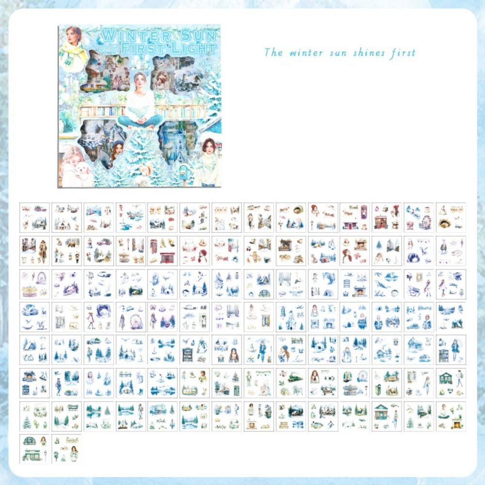 100 stk Fire årstider DIY Scrapbook-klistremerker Håndlaget journaldekor Blomstertema-klistremerker Collage