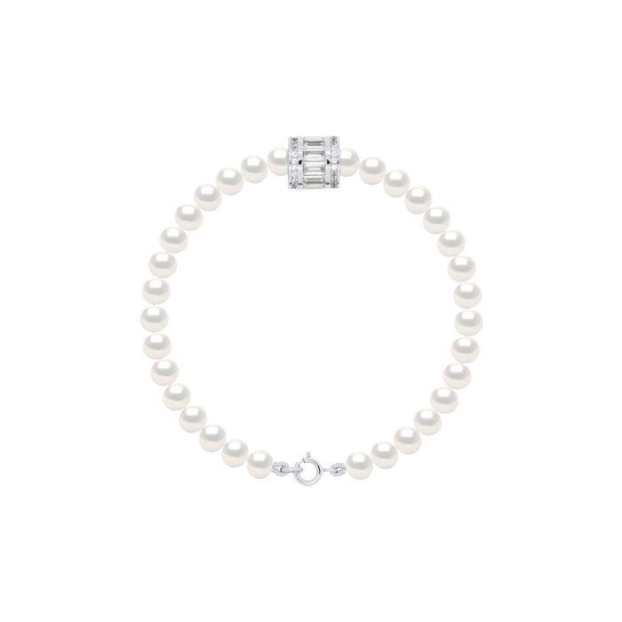 Bracelet - PEARLS & COLORS - BARREL - Freshwater Pearls 5-6 Mm - 925 Sterling Silver - Length 18 Cm