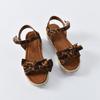 Women's Ladies Fashion Solid Leopard Wedges Bowknot Sandals Casual Shoes