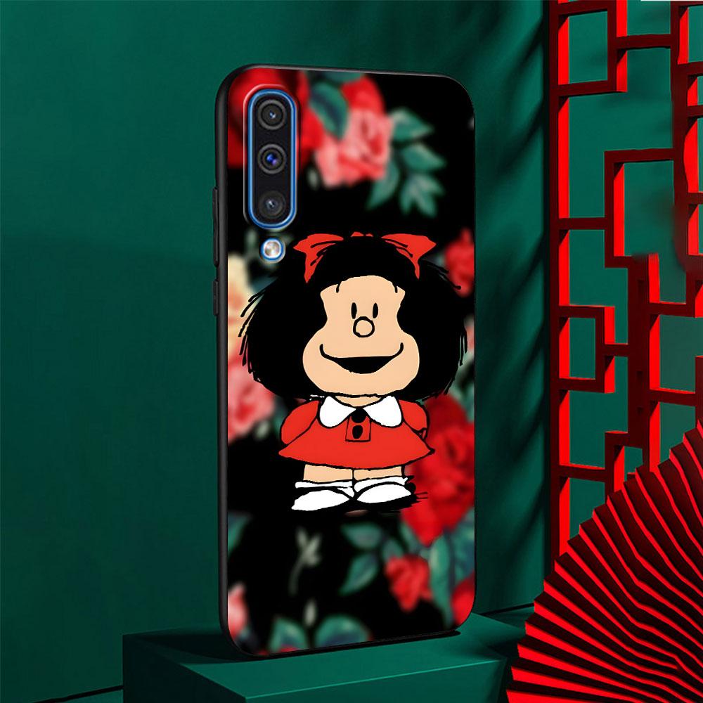 Cute Mafalda Case for Samsung Galaxy A10s A50 A50s A02s A03s A20 A30 A20e A70 A70s A20s A30s A10 A40 A04 A04s Black Phone Cover