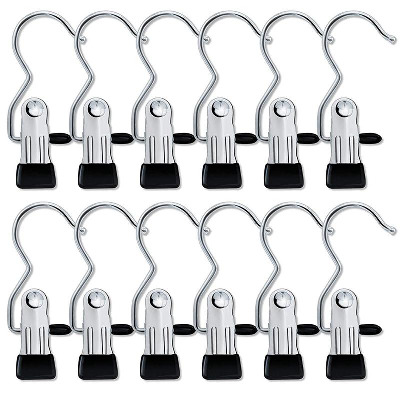 60PCS Legging Organizer For Closet Pants Hangers Space Saving Portable Stainless Steel Single Clips-B61B