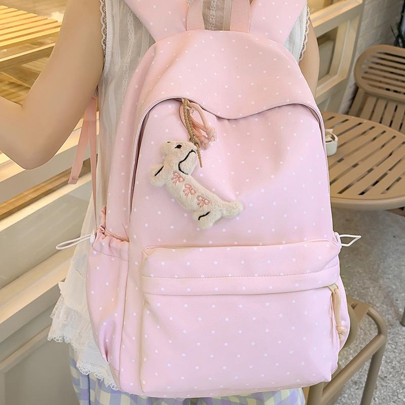 Cartable Sac d'école Collège Filles Cœur de Fille Ambiance Pois Grande Capacité Polyvalent Haute Valeur Sac à dos Étudiante Lycée