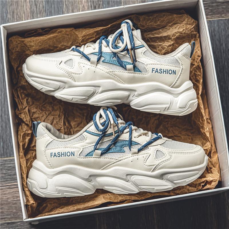 Fashion Spring Men's Shoes New Breathable Mesh Sports Shoes Men's Trendy All-match Thick-soled Casual Running Trendy Men Shoes