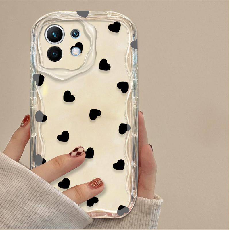 

Черный чехол с узором в виде сердец для Xiaomi POCO X7 X6 X5 X3 NFC F7 Ultra F6 F5 Pro F4 F3 GT M5S C65 C75 M3 M4 M5S M6 M7 Pro 4G 5G Poco M4 Pro 5G