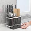 304 Stainless Steel Stand Wall Mounted Kitchen Storage Rack Knife Holder Cutlery Box Organizer Container