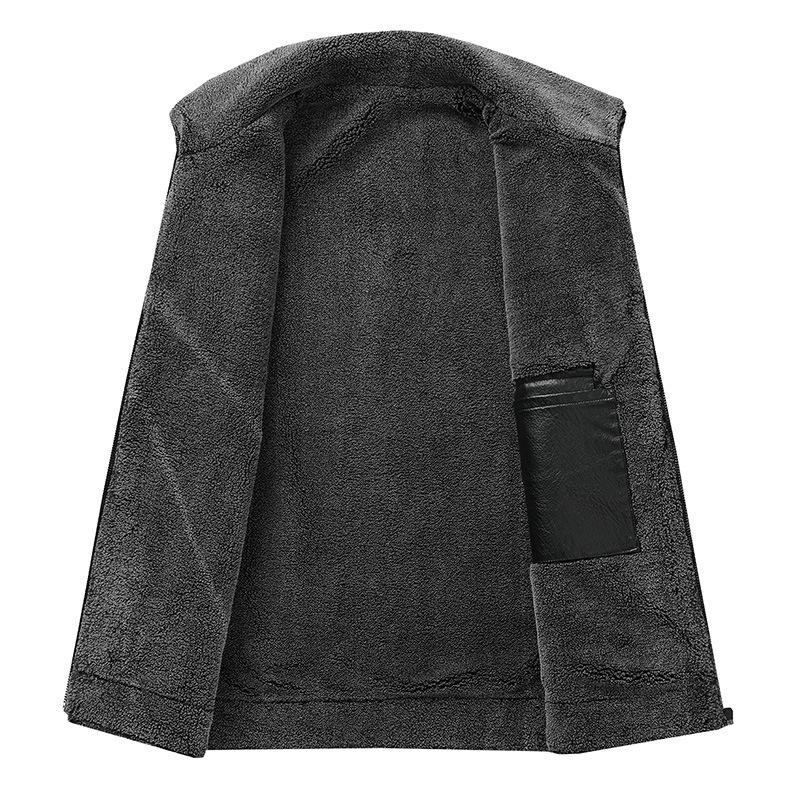 Herren Lederjacke Freizeitjacke Übergröße Dick Winter Dicker Mann Plus Samt Mittleren Alters und Ältere Vaters Pelzkragenjacke
