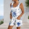 Plus Size Womens Sleeveless Pocket Romper