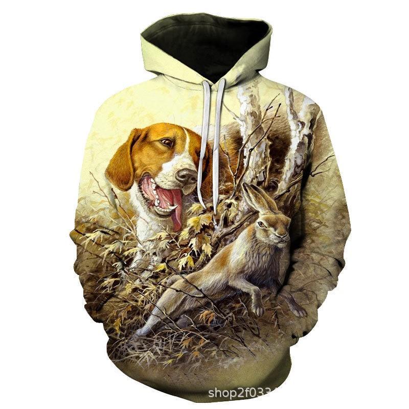 Winter Animal Print Hoodie Men Women Casual Loose Fit Sweatshirt