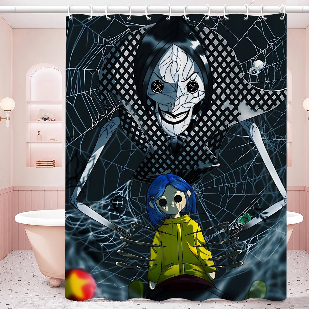 Anime Movie Coraline Shower Curtain - Water-Repellent And Leak-Resistant, Mold And Mildew Resistant For