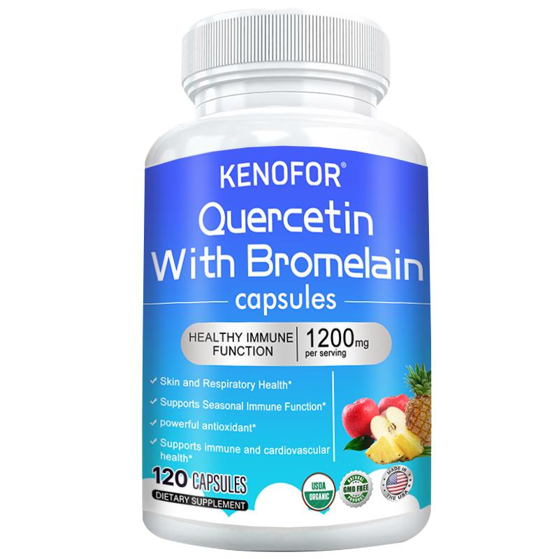 Quercetin Dietary Supplement, With Zinc, Bromelain, 120 Capsules Per Bottle 120 Capsules