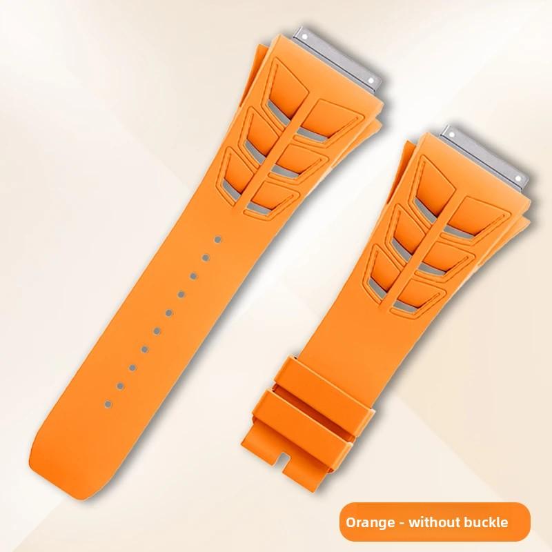 Steel head FKM Rubber Watchband For Richard Miller RM055 RM030 RM35-01 RM35-02 RM35-03 Watch Strap Soft Fluororubber accessories