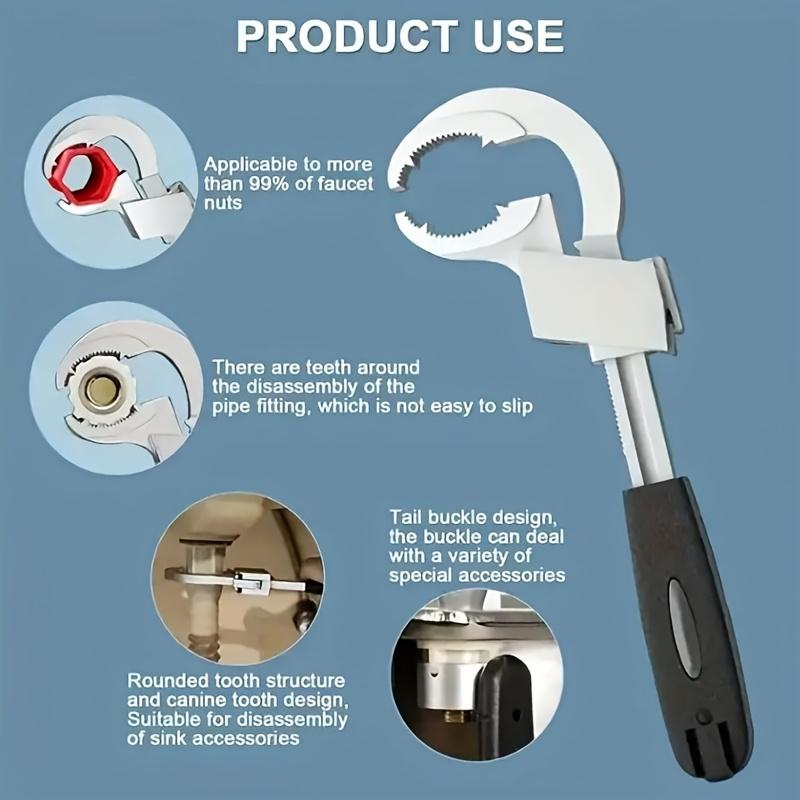 Grishay Flexiwrench Grishay Wrench Universal Adjustable Double-Ended Wrench Plumbing Wrench for Kohler Faucet, Under Sink Wrench Faucet Tool