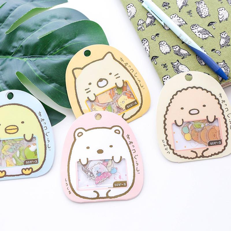 50 pezzi/confezione adesivi kawaii fai da te simpatici cartoni animati in PVC adorabile gatto orso adesivo per la decorazione del diario