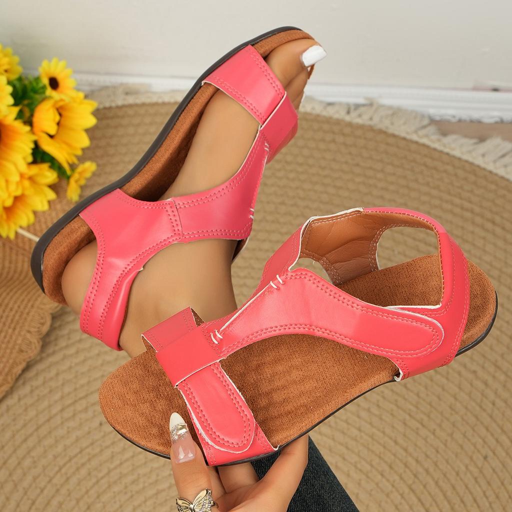 New large size sandals women's flat Velcro casual beach sandals