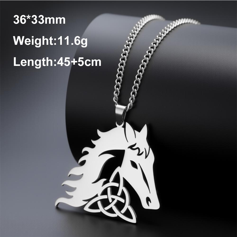 

My Shape Horse Celtics Knot Necklaces for Woman Men Horse Head Animal Pendants Stainless Steel Jewelry Lucky Horse Lover Gifts
