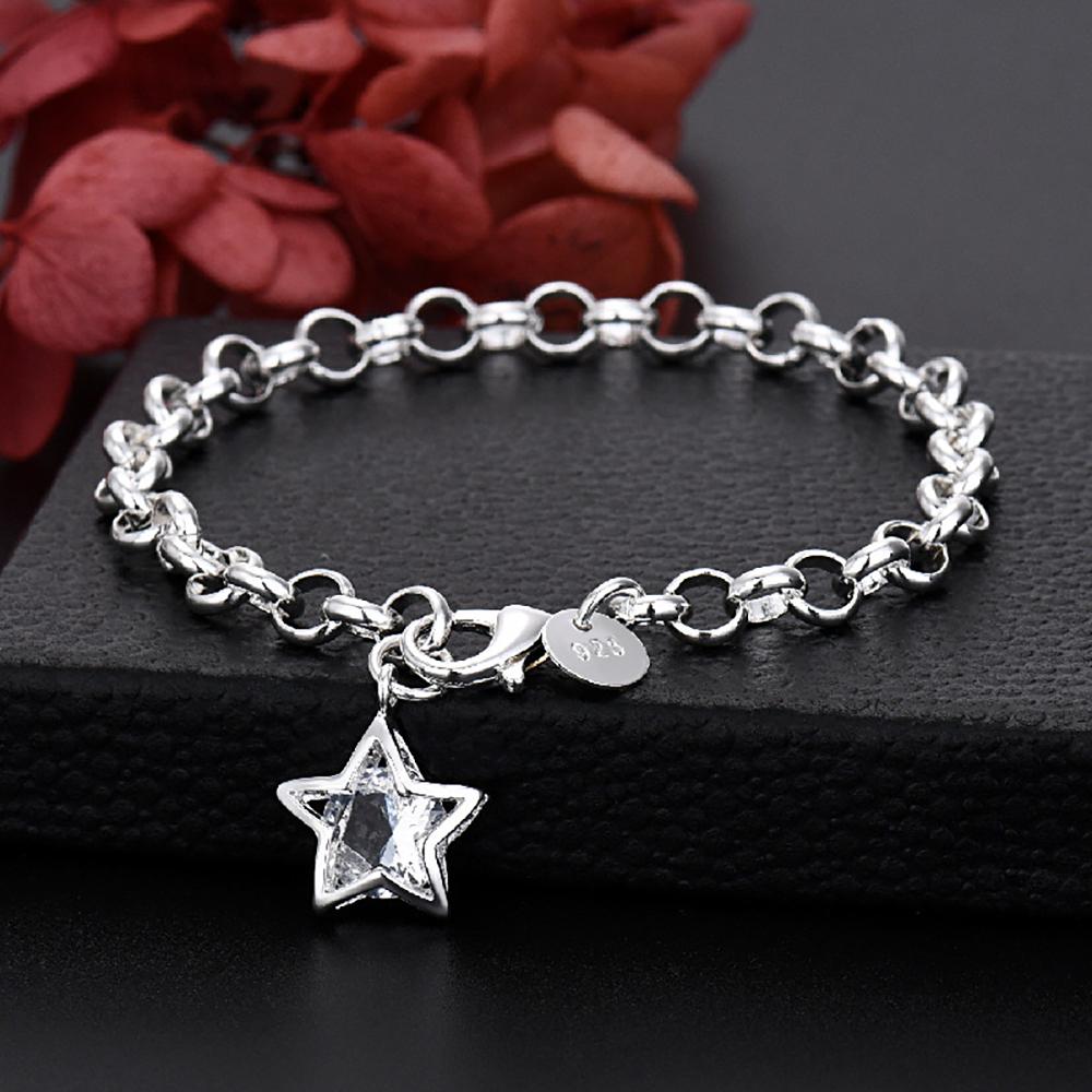 Copper Exquisite Star Zircon Bracelet for Women, Fashionable Wedding Jewelry Accessories