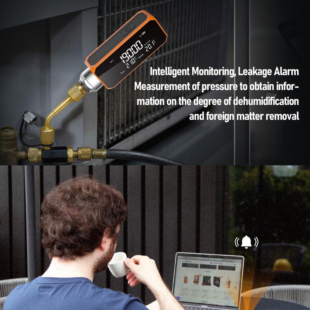 Vacuum Tester Digital Vacuum Meter 1-19000microns Accurate Multifunctional Oil Proof Vacuum Testing Meter Digital Vacuum Tester