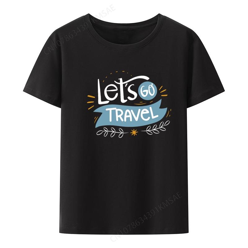 Outdoors Humor Lets Go Travel Short-sleev Comfortable Tops Summer Clothes for Men Clothing Kosz