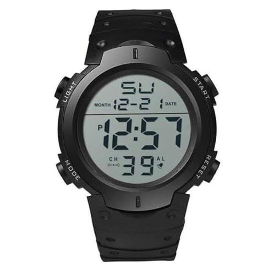 Digital wristwatch men easy read large display big font waterproof sports watch date LED alarm stopwatch function lightweight multifunctional casual