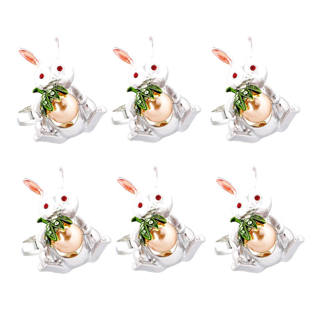 Metal Napkins Rings Set of 6 Bunny Ear Easter Napkins Rings Spring Rabbit Rings Holders for Easter Party Decoration