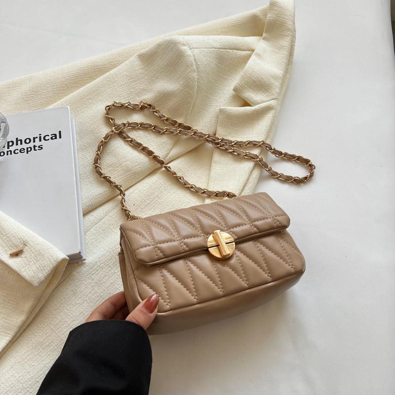 Trendy Quilted Square Shoulder Bag For Women 2023 Fashion Pu Leather Chain Crossbody