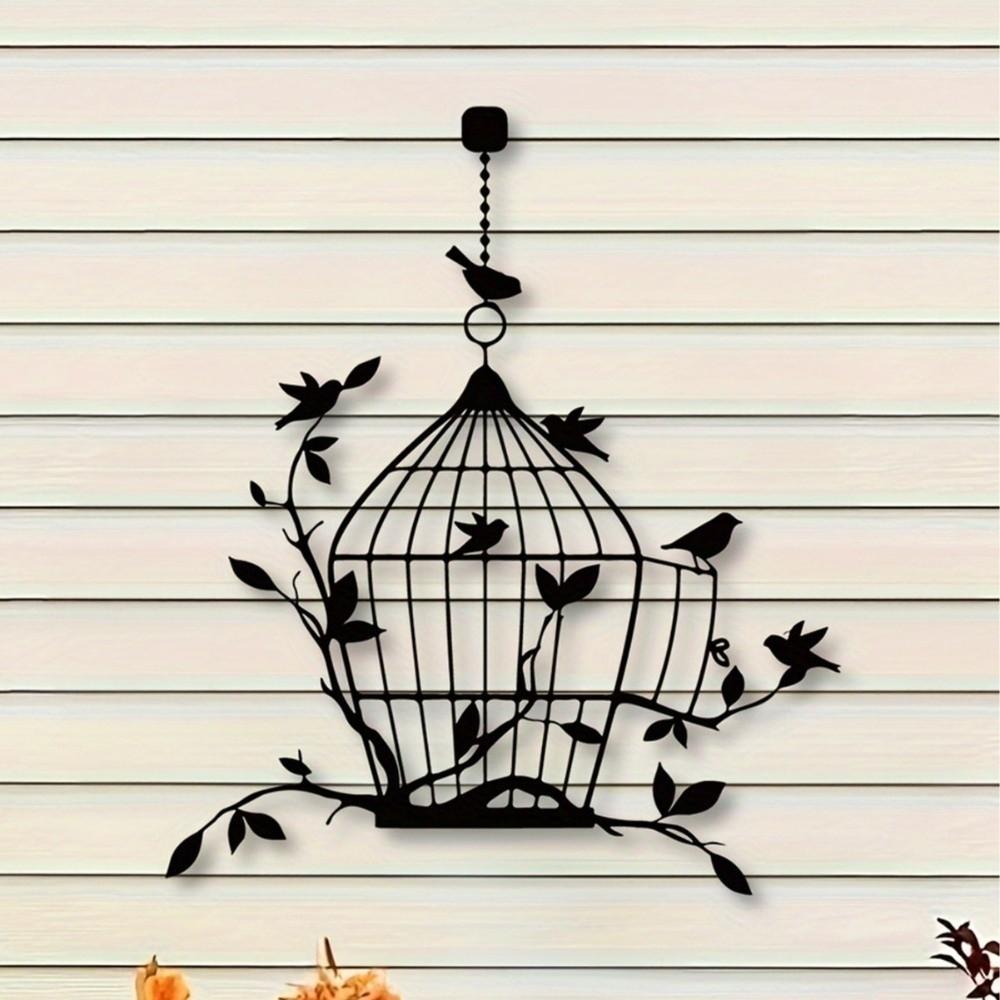 Rust Proof Coating Wall Decor Birdcage Pattern Metal Sign High Quality Metal Wall Art  Living Room