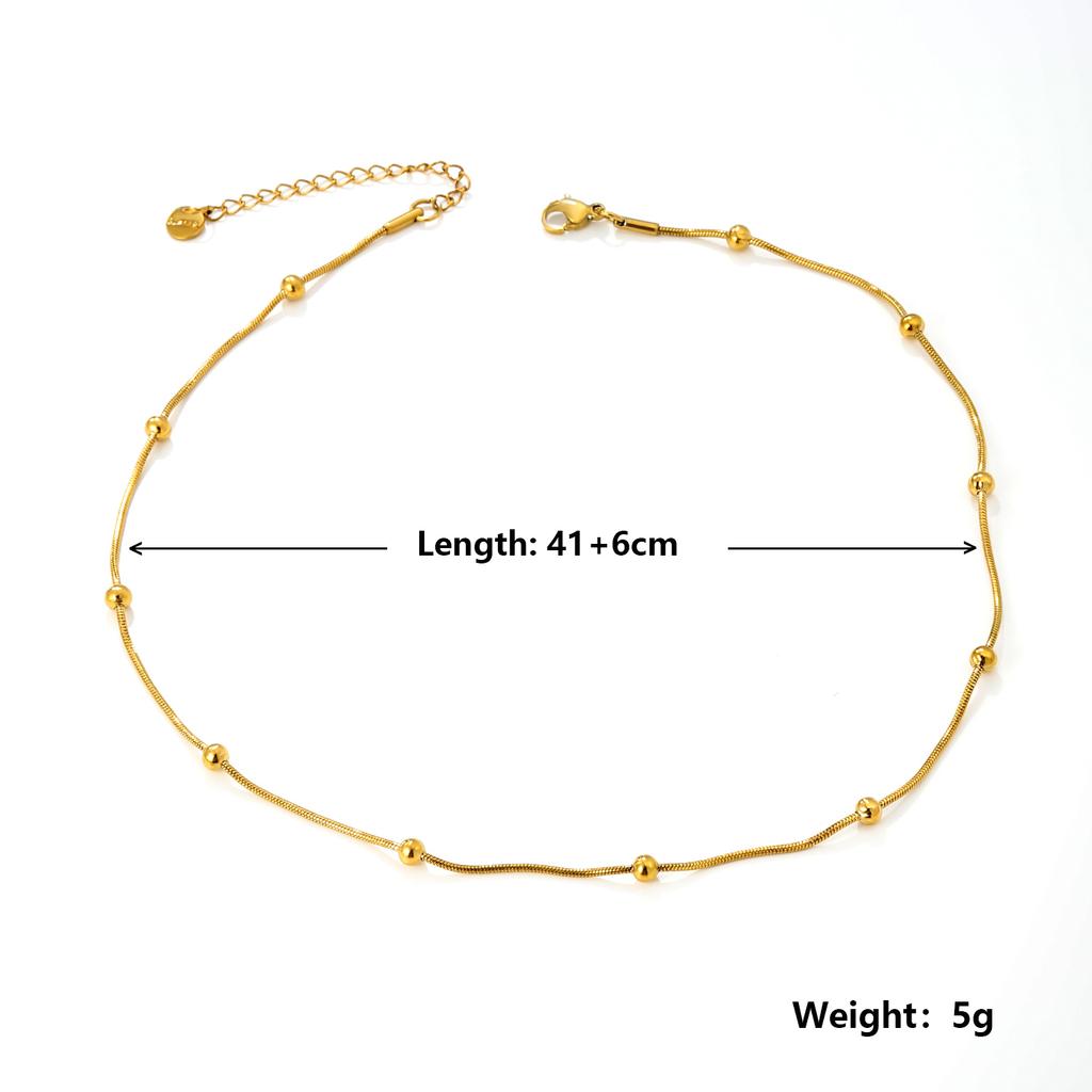 Stainless Steel Beaded Chain Necklaces Women Gold Color No-fade Snake Chain Necklace Party Aesthetic Waterproof Jewelry bijoux