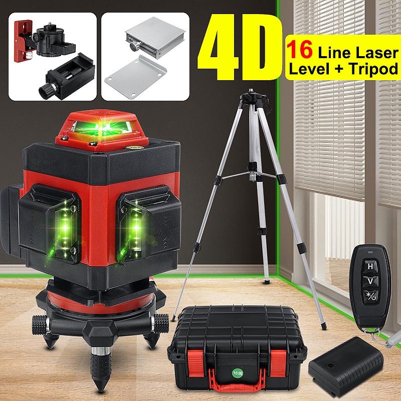 

1 комплект 16-линейный лазерный уровень 4D 360 горизонтальный вертикальный крестообразный зеленый лазерный уровень самовыравнивающийся измерительный супермощный лазер
