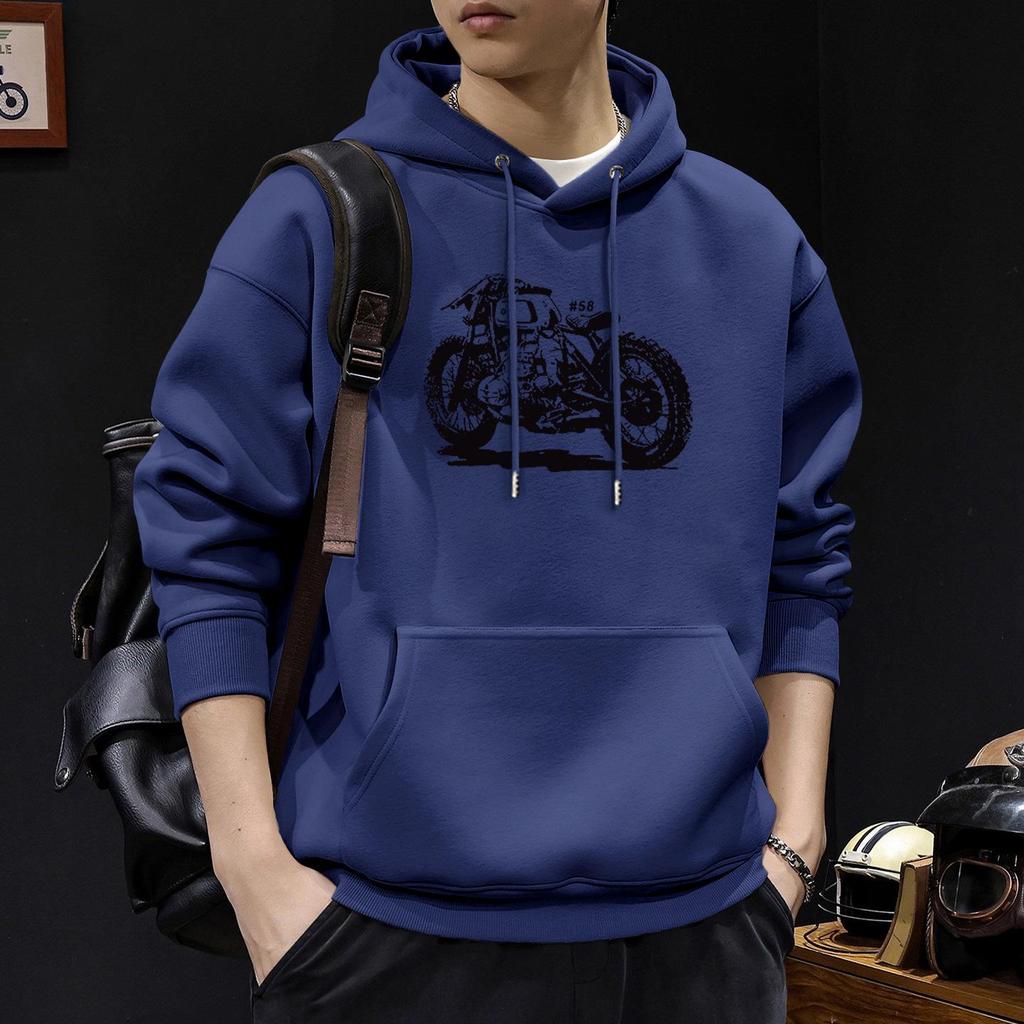 Men's Heavyweight Velvet-Lined Hooded Sweatshirt: Trendy American High Street Jacket for Autumn/Winter