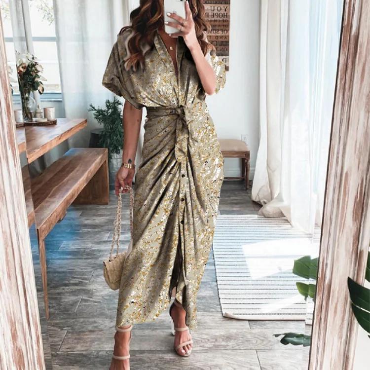 

Women Boho Print Long Shirts Dress Summer Turn-down Collar Party Dress Irregular Sexy Lace-up Female Evening Dresses Vestidos XL світло-зелений колір