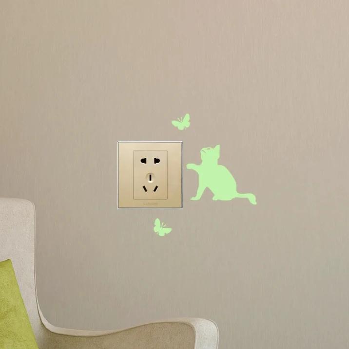 Luminous Switch Stickers Glow In The Dark Decorative Sticker Kids Room Cartoon Cat Dog Fairy Star Pvc Wall Home Decoration 2026
