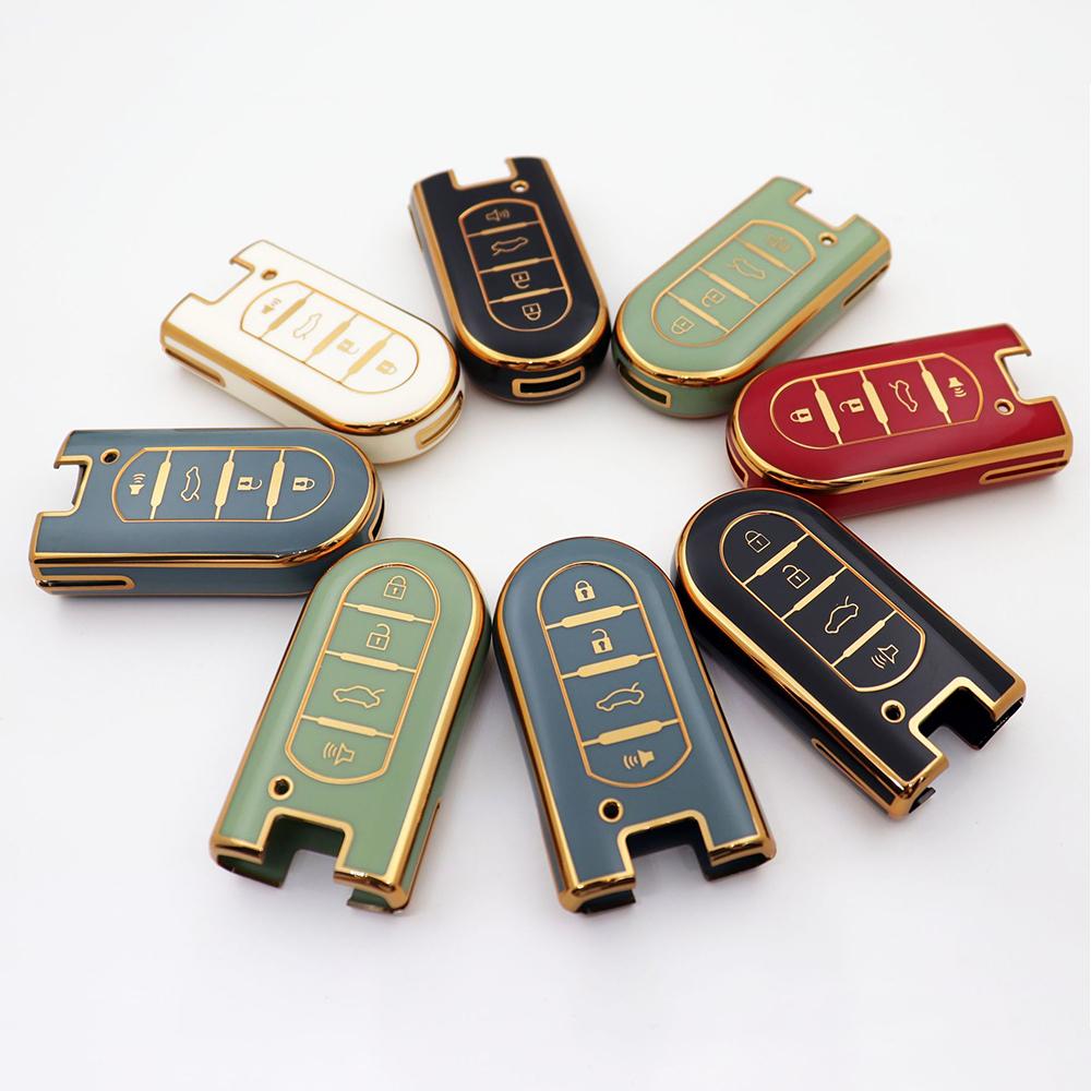 4 Buttons Soft Tpu Key Cover For Toyota Perodua Crown Reiz Corolla Camry Anti-Scratch Car Key Case Keychains Accessories